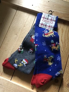 Calcetines de Navidad Davco para hombre talla 10-13 2 pares "ENVÍO GRATUITO" - Imagen 1 de 3