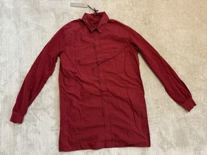 DAMIR DOMA SILENT Siel Jersey Sleeves Ribbed Cuffs Hidden Button Up Shirt Red  S - Picture 1 of 20