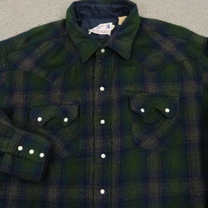 VINTAGE Panhandle Slim Shirt Men 17 Western Pearl Snap 70s Sawtooth Pocket Rodeo - Picture 1 of 12