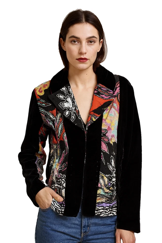 Chaqueta de Terciopelo Artístico Textil Mixto Cachichali Mujer De Colección Alberto Makali Pequeña Foto 1 de 4