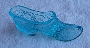Vintage Aquamarin Deko Sammlerstück Glas Schuh - Bild 1 von 8