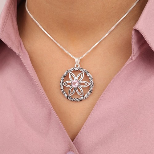 VETEMENTS Ciondolo gioiello in argento sterling 925 con pietra preziosa morganite 1 48" regalo per fidanzata