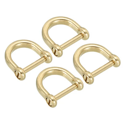 UXCELL D-Ring Shackle, 4pcs 1/2 Inch Inside Width Solid Brass U Shape Small Shackles