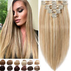 Clearance Clip in Remy Indian Human Hair Extensions Full Head 8pcs straight Long
