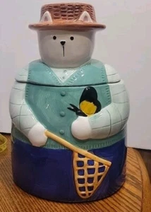 Linda Higgins New In Box Cookie Jar With Butterfly - Picture 1 of 10