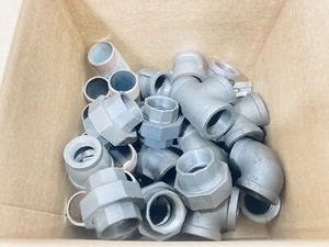 LOT OF 1-1/2" FITTINGS MALEABLE IRON ELBOWS, REDUCERS, NIPPLES, UNIONS - Picture 1 of 8
