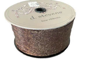 Gold Metallic brown Wire Edge d stevens Ribbon 2.5" x 10 yds Christmas Ribbon - Picture 1 of 4