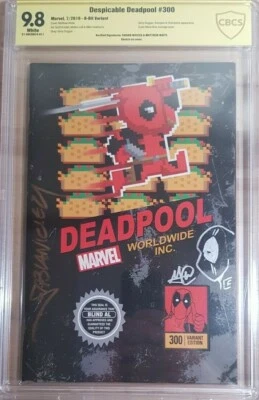 2018 Despicable Deadpool 300 CBCS 9.8 SS Sketch Cover Mario NES 8-Bit Game Box - Image 1 of 4