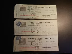 THREE (3) 1926 *FIRST NATIONAL BANK CANADIAN CHECKS, all with REVENUE STAMPS* - Picture 1 of 2