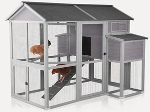 Large Chicken Coop for Outdoors with Two Nesting Box Wooden Runs for Poultry - Picture 1 of 13