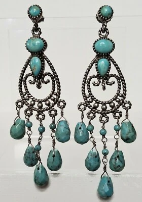 BRINCOS CANDELABRO DE PRATA ESTERLINA 925 E TURQUESA BARSE - Imagem 1 de 4