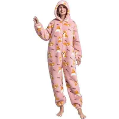 JULGIRL Unisex Adult Animal  Fleece Pyjamas Cosplay Hooded Flannel Sleepwe - Image 1 of 4