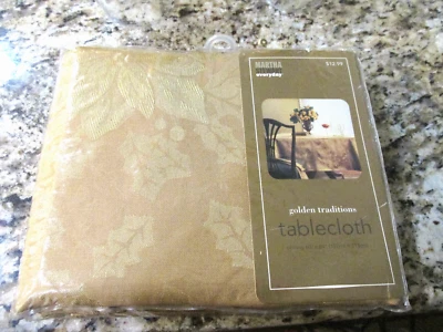 MARTHA STEWART GOLDEN TRADITIONS TABLECLOTH GOLD DAMASK 60" x 84" OBLONG SEALED - Image 1 of 3