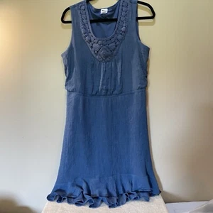 Women’s Wrangler Sz Large Hi-lo Ruffle Sleeveless Dress With Embroidery Neck - Picture 1 of 7