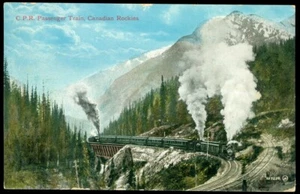 C.P.R. PASSENGER TRAIN, CANADIAN ROCKIES POSTCARD - Bild 1 von 1