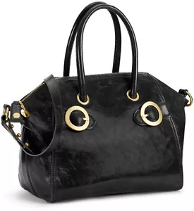 Borsa a tracolla nuova con etichette MILLY Kendall grande nera in pelle verniciata $450 borsetta - Foto 1 di 12