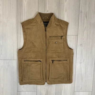 Banana Republic Vegan Suede Utility Vest Size Mens Small Brown Pockets 622496 - Image 1 of 4