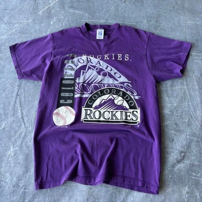 1995 logo 7 colorado purple rockies baseball tee size medium  - Image 1 of 4