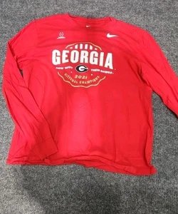 Nike Georgia Bulldogs T-Shirt Herren Large Rot UGA National Championship 2021 Tee - Bild 1 von 13