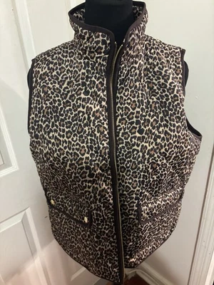 J. CHALECO CREW ESTAMPADO LEOPARDO CREMALLERA POLIÉSTER ESTILO PUFF MUJER TALLA XL USADO EN EXCELENTE ESTADO Foto 1 de 2