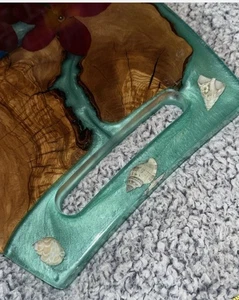 9x15" Live Edge Wood & Blue Epoxy Serving Tray | Custom Resin Charcuterie Board - Picture 1 of 6