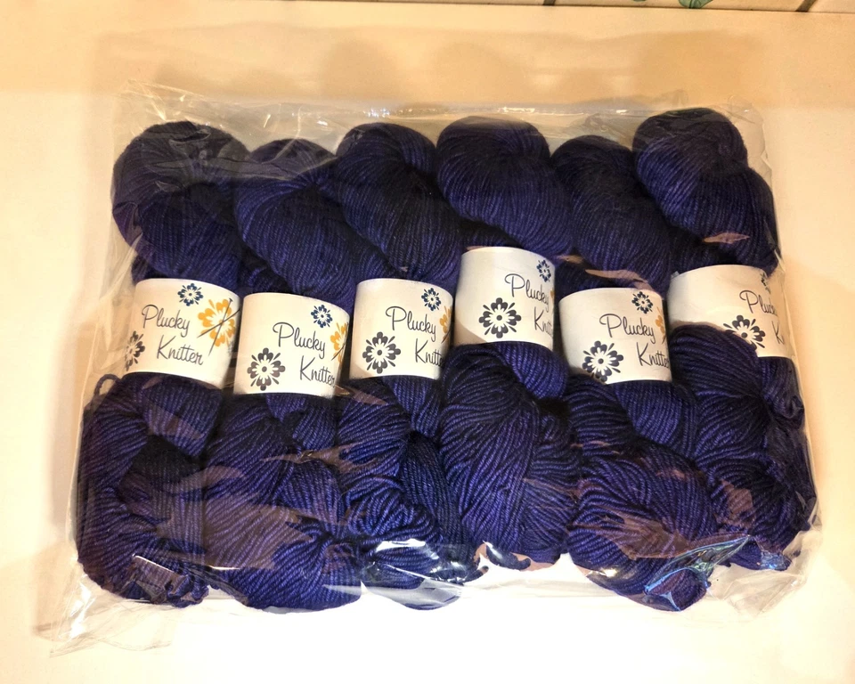 Plucky Knitter Bello Worsted (Dk) Yarn Color Lady Violet 6 Skeins Purple-blue - Image 1 of 1