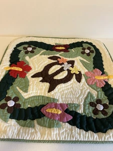 Hawaiian Hand Quilted Pillow Cover tropical 18" Square Zip Closure Freeship - Picture 1 of 7