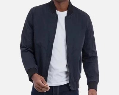 Chaqueta de bombardero ligera con cremallera completa Lucky Brand para hombre azul grande nueva con defecto Foto 1 de 4