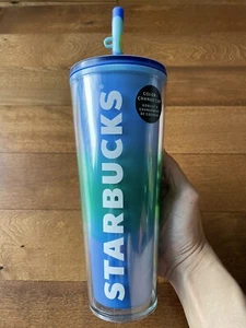❤️ Starbucks Spring 2023 Blue Green Cold Cup Color Change Topper Venti Tumbler - Picture 1 of 2