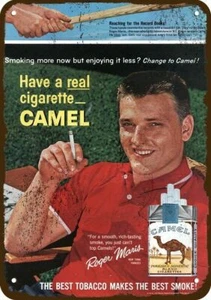 1962 Yankees ROGER MARIS Smokes Camel Cig Vnt-Look DECORATIVE REPLICA METAL SIGN - Picture 1 of 1