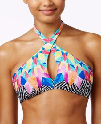 Traje de baño bikini Bar III grande negro geométrico con plumas aturdimiento TOP SOLO NUEVO CON ETIQUETAS L Foto 1 de 2