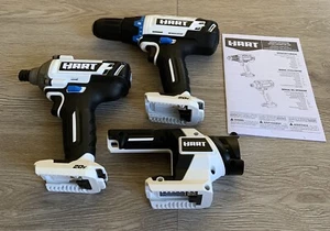 Hart 20V System 3 Tool Set 1/2” Drill/Driver, 1/4” Impact Driver & LED Light New - Picture 1 of 11