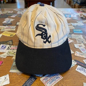 90s Chicago White Sox Snapback Hat Vtg Starter MLB Pinstripe Wool Baseball Cap - Picture 1 of 9