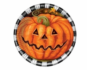 Halloween Party Plates - Scary Pumpkin Tatoo Decoration -22cm - Pack of 6 - Picture 1 of 1