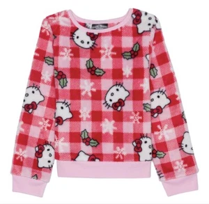 Hello Kitty Girls Long Sleeve Holiday Pullover Sweatshirt Size 5 Red Pink NWT - Picture 1 of 3