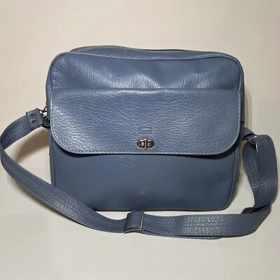 "Equipaje de mano vintage Sears azul pálido textura granulada 14"" X 12"" X 7""" Foto 1 de 4