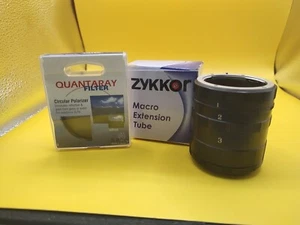 Quantaray 52MM Filter 52mm Zykkor Macro Extension Tube Nikon F Lot Of 2 New Box - Picture 1 of 15