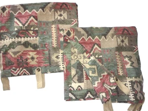 JC PENNEY SOUTHWESTERN AZTEC GREEN GOLD BLACK CLAY (2) CURTAINS PANELS 40 X 72 - Picture 1 of 13