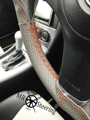 PARA VW CADDY 3 03+ GRIS CUERO PERFORADO CUBIERTA VOLANTE NARANJA DOBLE ST Foto 1 de 4