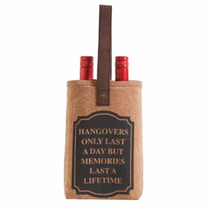Mona B Up-Cycled Canvas 2 Bottle Wine Bag Carrier MEMORIES House Warming Gift - Picture 1 of 1