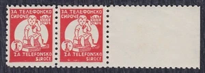 Kingdom Yugoslavia 1939 Charity sticky label in pair with bridge, MNH - Picture 1 of 2
