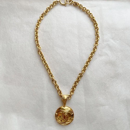 Collana CHANEL Catena Oro Marchio Cocco Logo 49cm 94P Tonda 3cm Motivo Charm Autentica