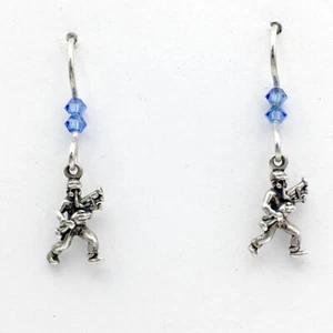 Sterling Silver tiny Bagpiper earrings- bagpipe, music, band, musician, Scottish - Picture 1 of 2