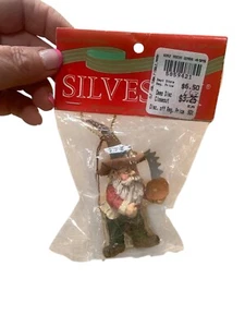 NEW Vintage Silvestri Christmas Ornament Woodworker Lumberjack Man With Hat Saw - Picture 1 of 1