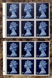 GB 1968 Machin - 5d Booklet Panes with Cylinders (Top & Bottom) U/M GQ641 - Picture 1 of 1