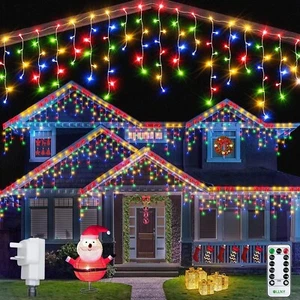 Christmas Lights Outdoor Decoration LED Icicle Xmas Window Fairy Twinkly Plug In - Picture 1 of 12