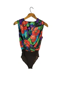 Vtg Lingerie Bodysuit One Piece Poly Satin Shiny Fishnet Sexy UNISEX Unique - Picture 1 of 8