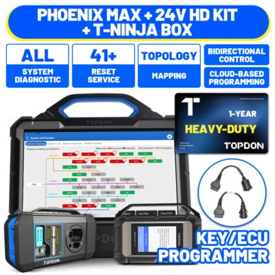 2025 TOPDON PHOENIX MAX + 24V Heavy-Duty OBD2 Ultra Diagnostic Tool ECU Coding Foto 1 de 4