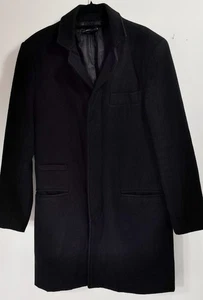 Crombie by Substance 60% Wool Men's Black Overcoat Size Small Multi Pockets VGC - Picture 1 of 10