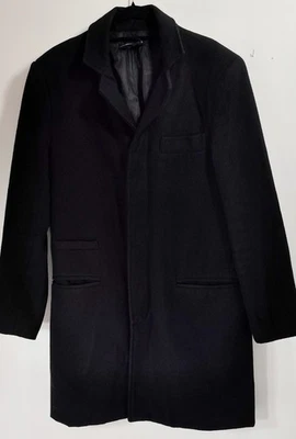 Crombie by Substance 60% Wool Men's Black Overcoat Size Small Multi Pockets VGC - Image 1 of 4